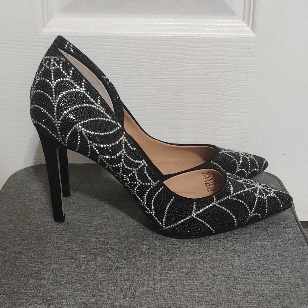 INC International Concepts Black Spiderweb Heels